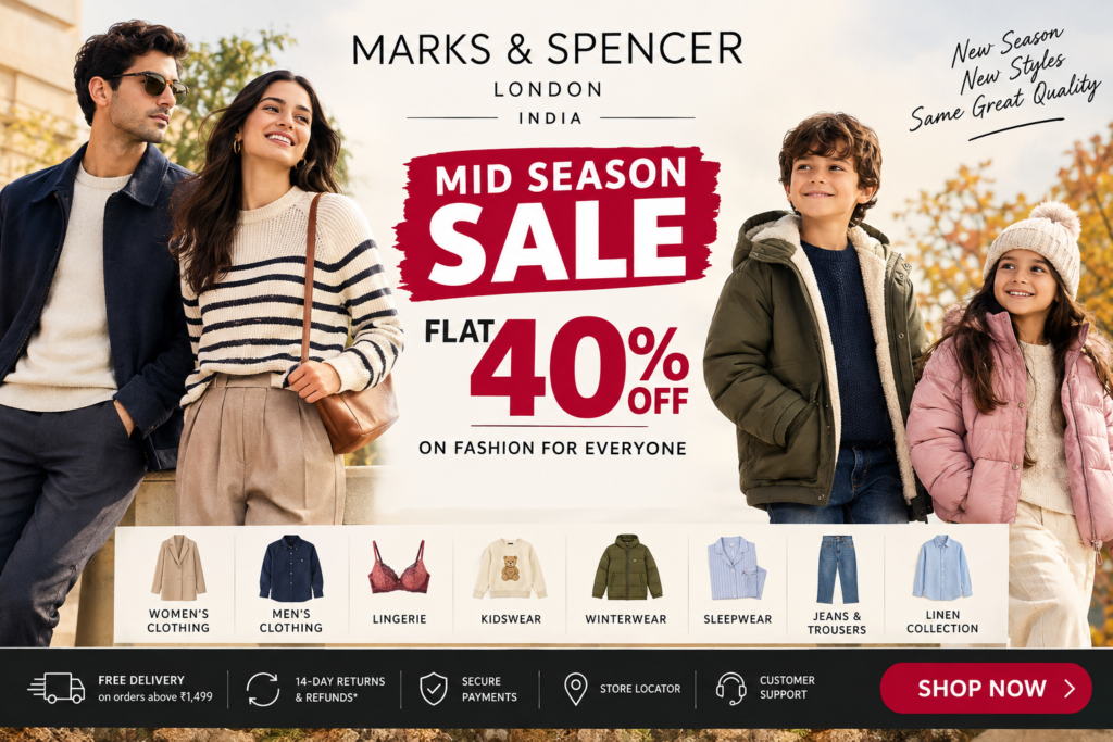Marks & Spencer India Mid Season Sale: Flat 40% Off on Fashion for Everyone
